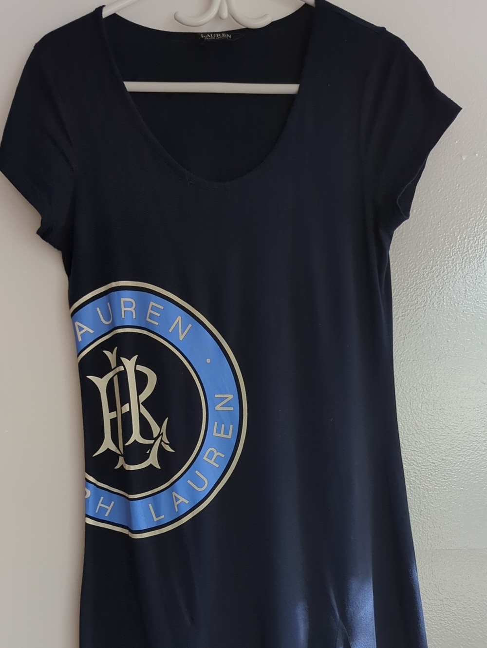 Ralph Lauren Black Label Navy Cotton Jersey Dress A Line Fit And Flare Dress L